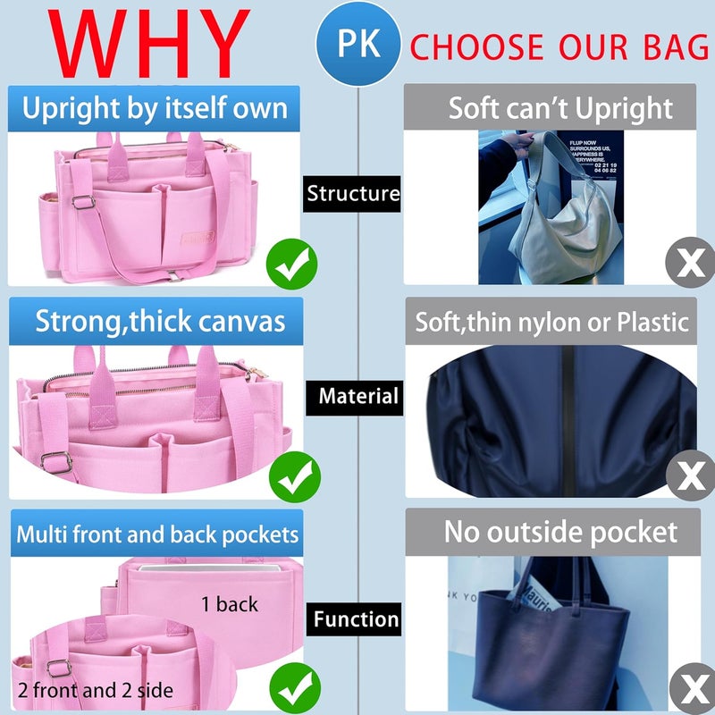 ZHMO Canvas Tote Bag for Women,Women's Bags Crossbody Bags Work Laptop Tote Bag Large Handbags Purse for Travel Nurse Teacher - Image 5
